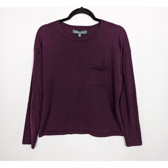 Title Nine S Basic Crewneck Long Sleeve Top Sweatshirt Maroon Stretch Athlesure - Picture 1 of 8